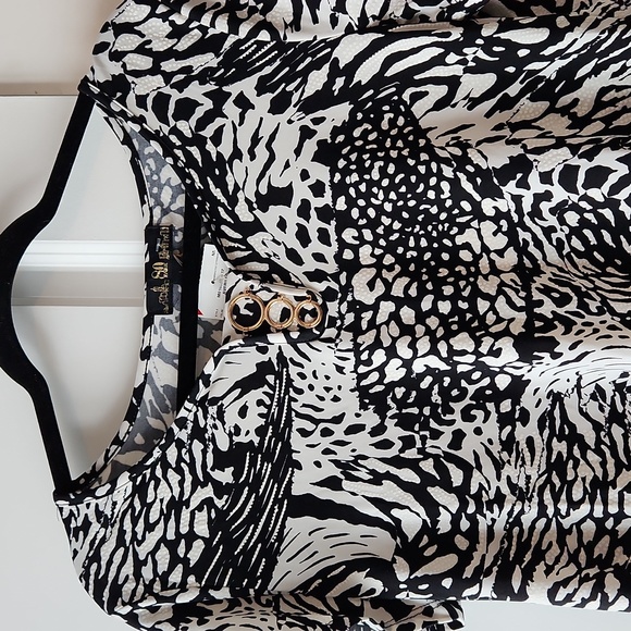 80 Park Black White Animal Print L Blouse - Picture 3 of 7